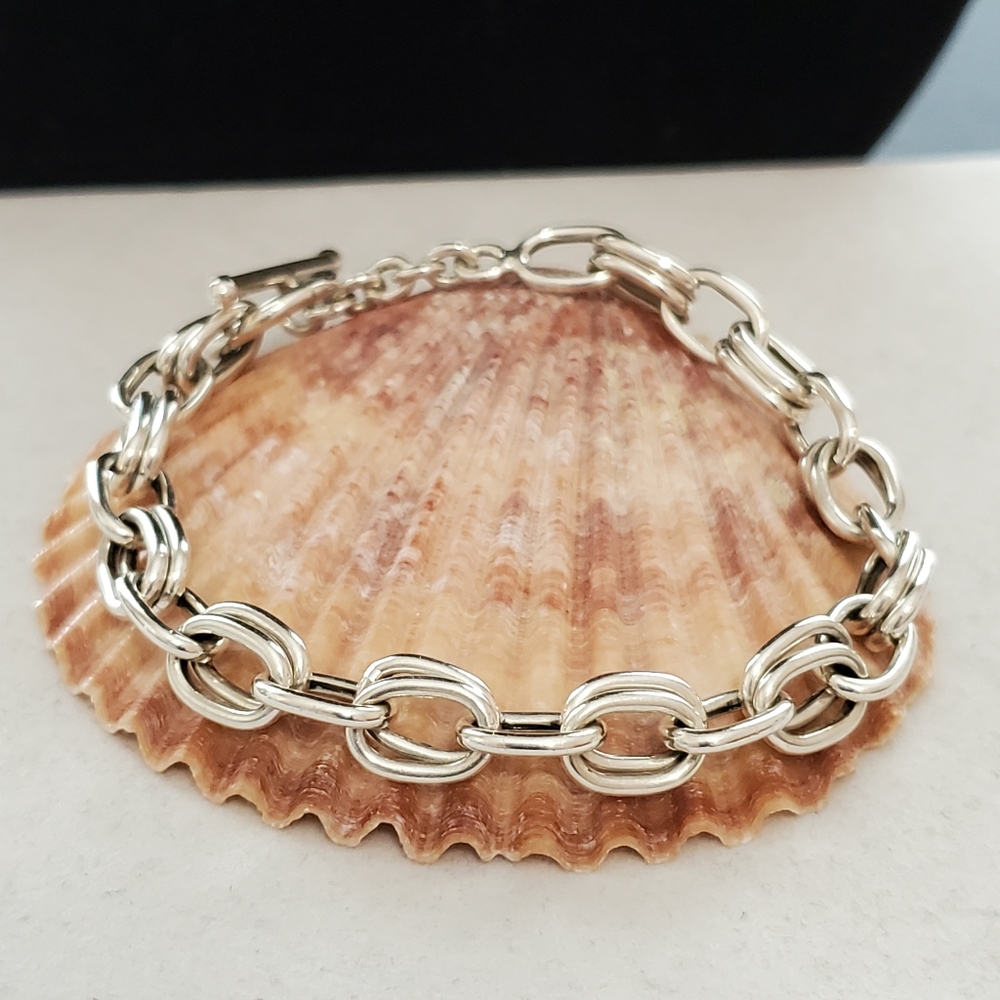 Sterling Double Link Bracelet ITALY - Picture 10 of 16